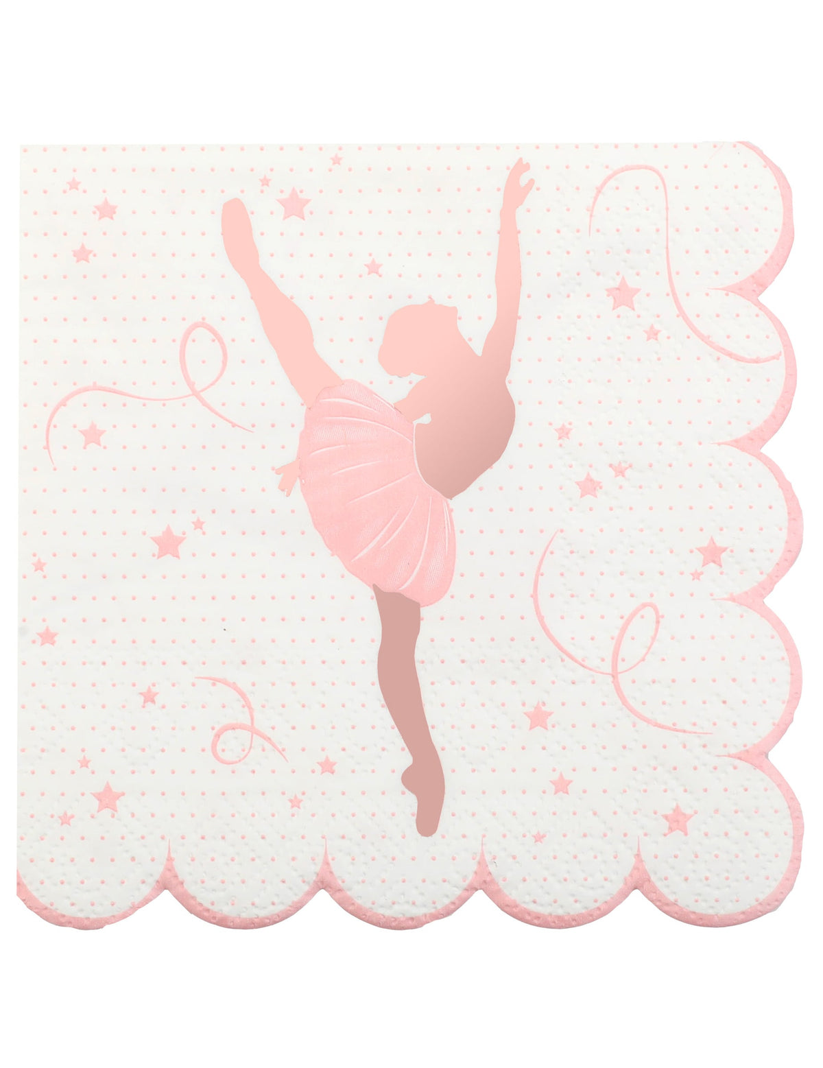 Serviettes en papier ballerine rose gold festonnées
