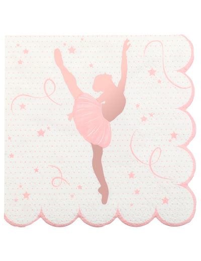 Serviettes en papier ballerine rose gold festonnées
