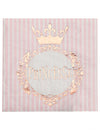 Serviettes Princesse rose gold à rayures roses et blanches avec motif de couronne