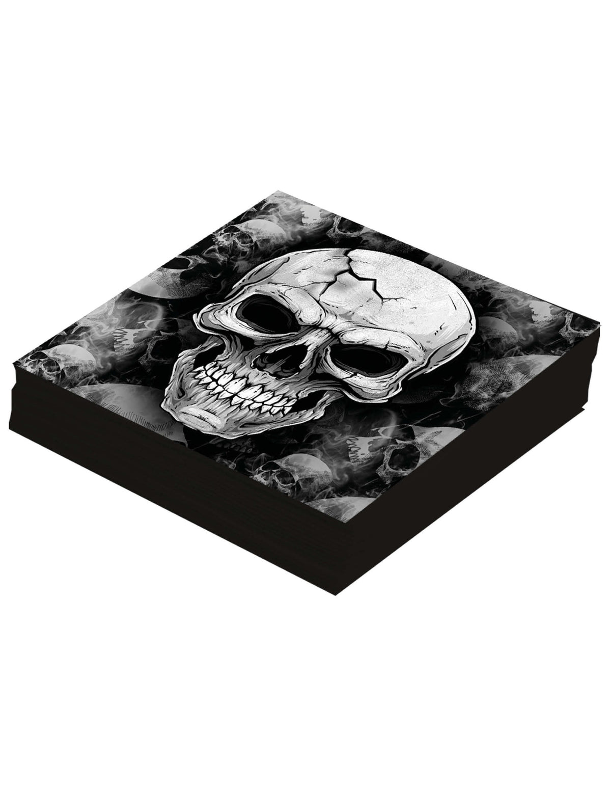 Vue en perspective de la pile de serviettes tête de mort