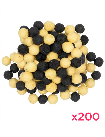 200 črno-zlatih kroglic za pihalke 