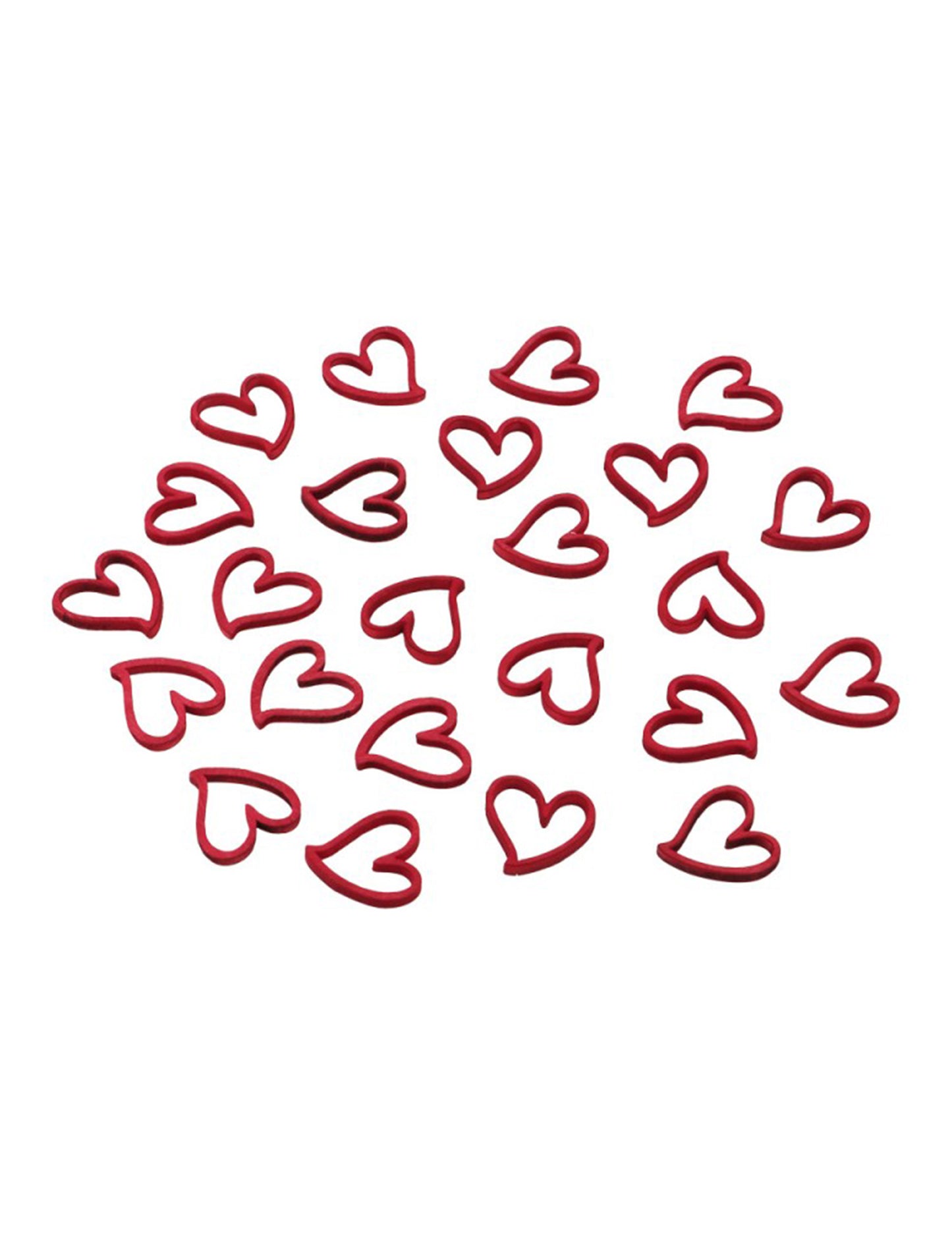 24 lesenih konfetov v obliki rdečega srca 2 cm