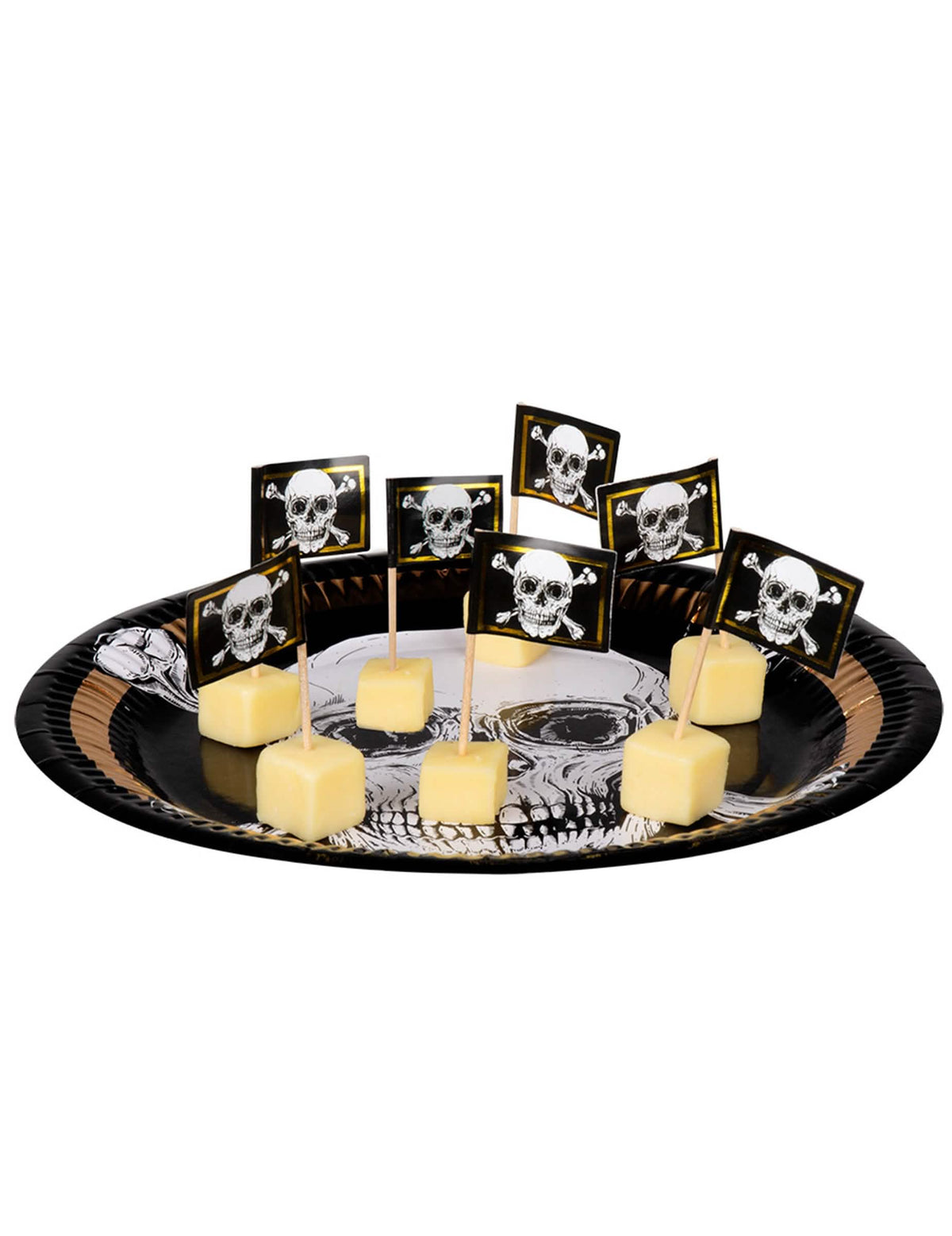 Prikaz na leseni plošči zastava pirat Jolly Roger