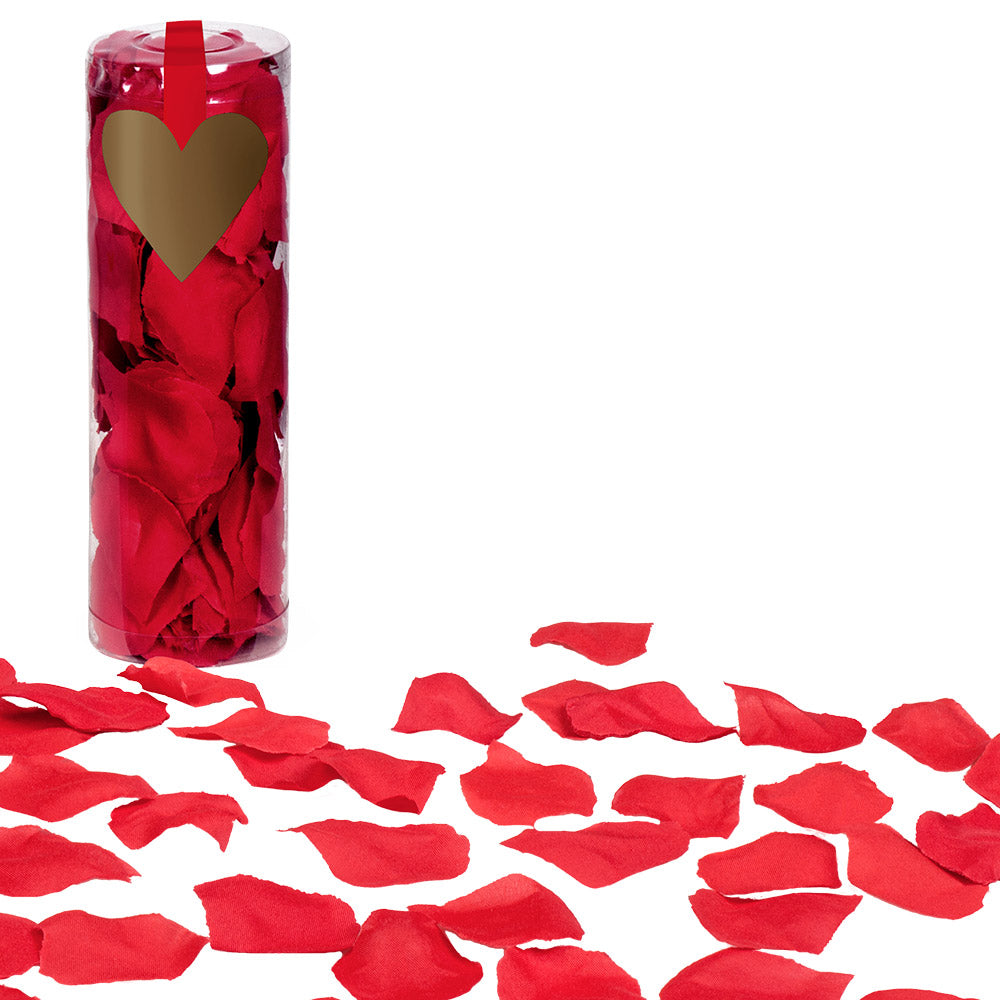 Tube de rangement et vue parsemée des pétales de rose pour décoration de fête