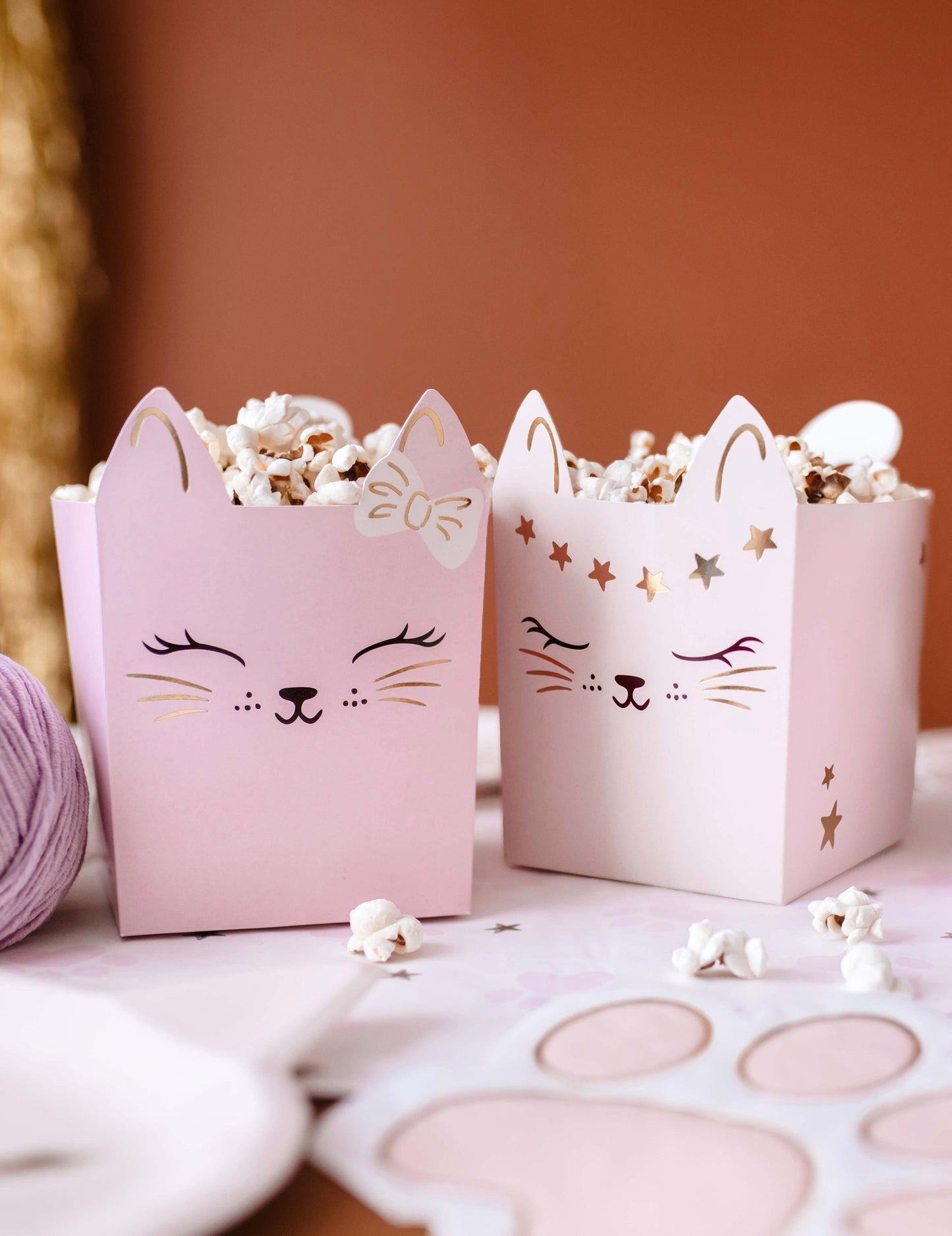 3 boîtes pour snack chatons avec détails dorés