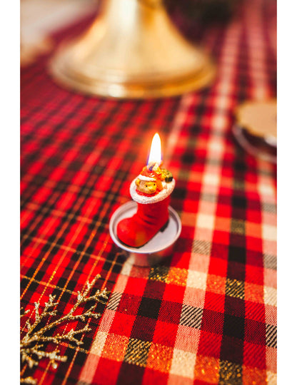 3 svečke v obliki božičkovih škornjev z medvedkom, 5,5 x 3,5 cm