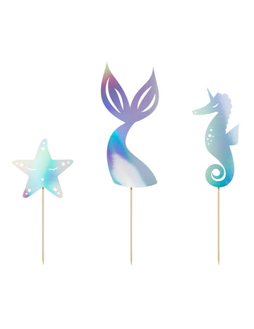Cake toppers sirène pour fête holographiques