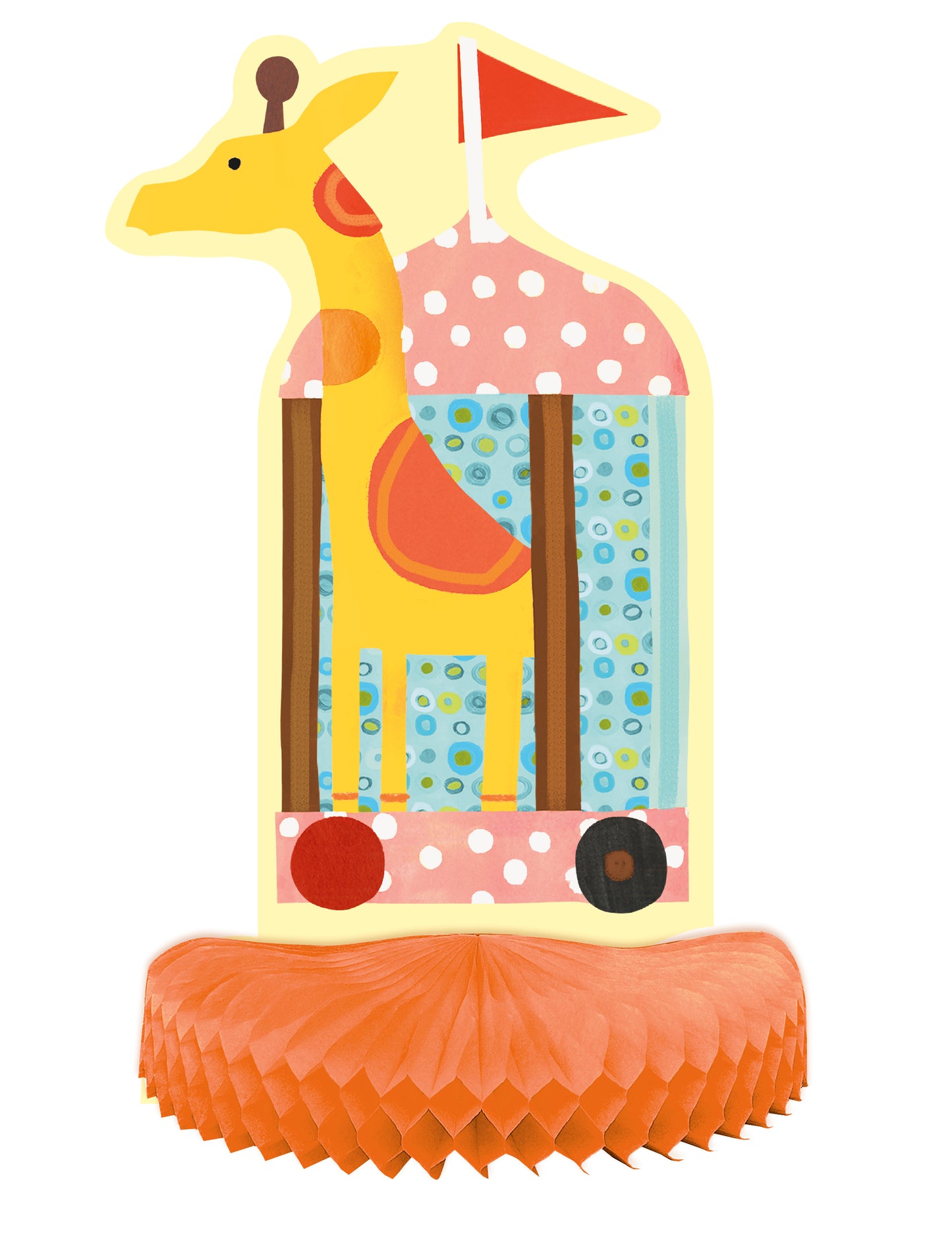 Girafe dans son wagon du centre de table en papier petit cirque éléphant