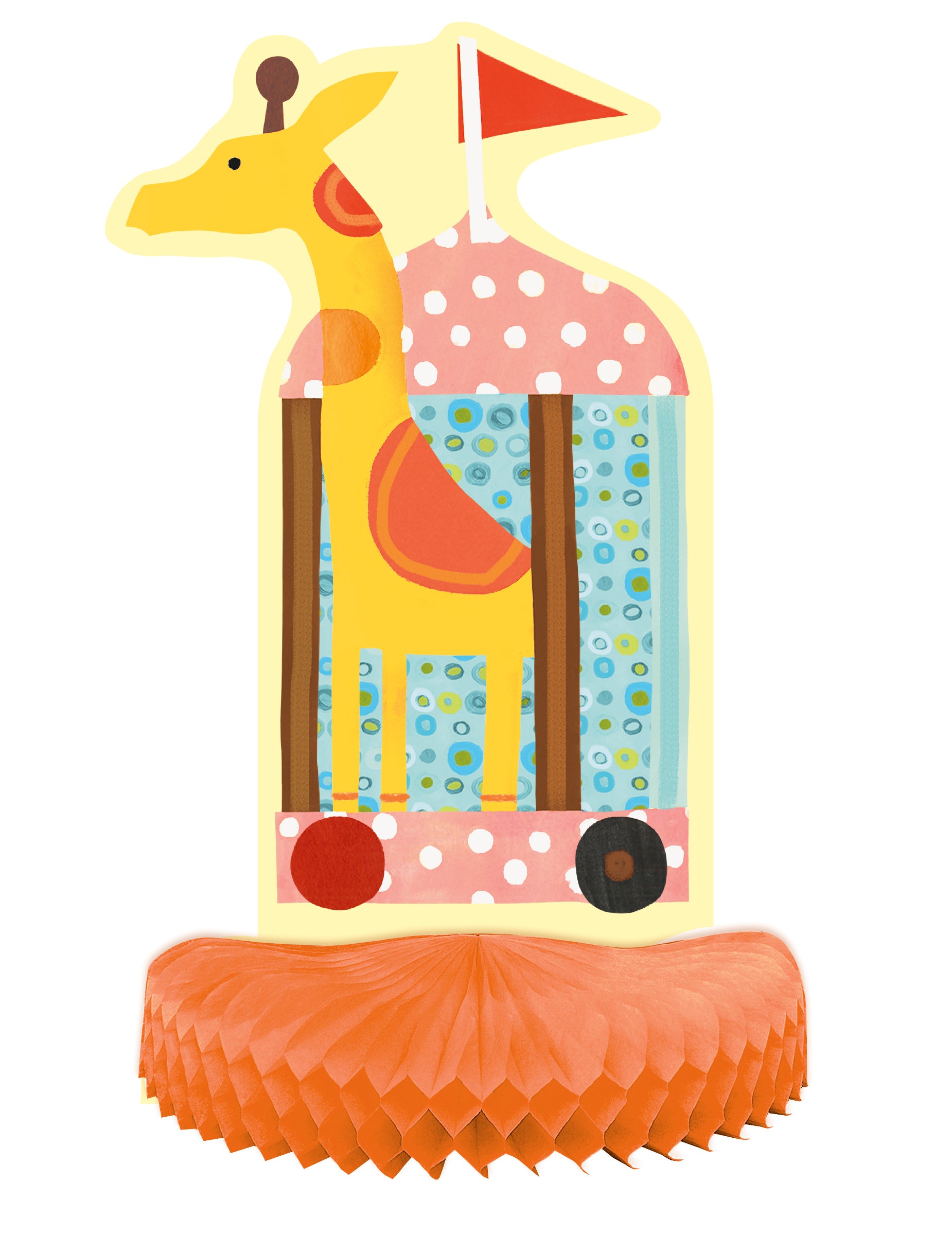 Girafe dans son wagon du centre de table en papier petit cirque éléphant