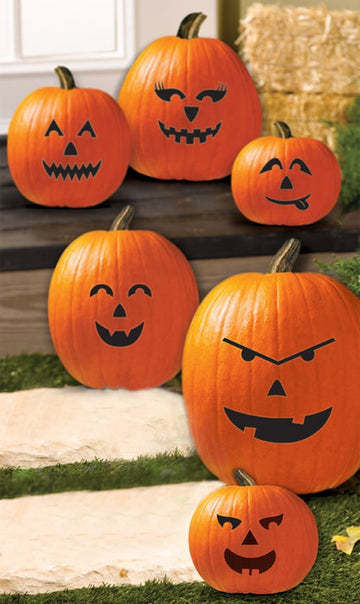 6 nalepk za okrasitev buč za obraz, črne za noč čarovnic 