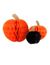 3 oranžne in črne buče iz papirja v obliki satja 10 cm 13 cm in 18 cm
