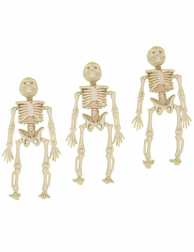 Lot de 3 décorations squelettes pour Halloween beige