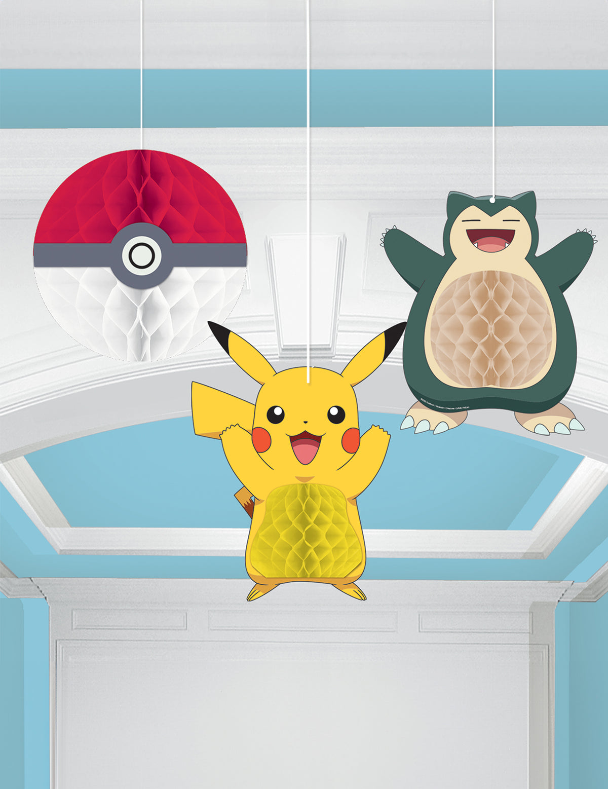 Décorations alvéolées Pokémon pour enfant multicolores avec Pikachu et Ronflex