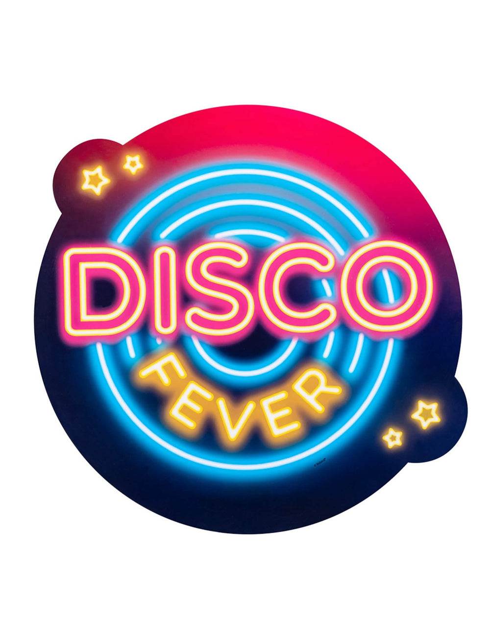 Detajl neonskega panoja Disco Fever iz kartonskih dekoracij disko fever