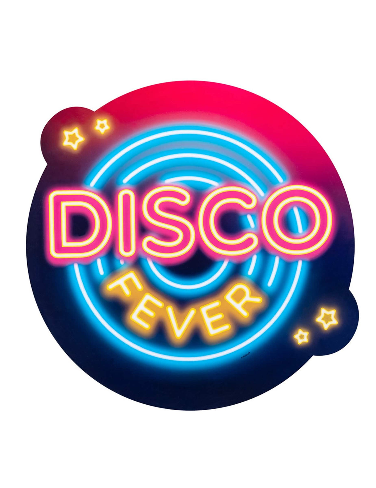 Detajl neonskega panoja Disco Fever iz kartonskih dekoracij disko fever