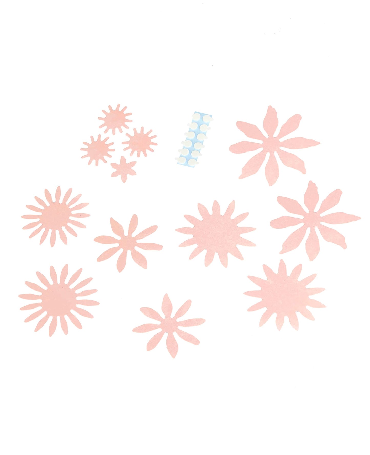 3 rožnate 3D papirnate rože v pudrasti barvi 