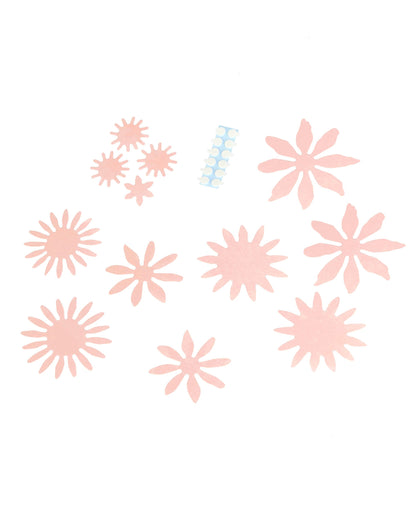 3 rožnate 3D papirnate rože v pudrasti barvi 