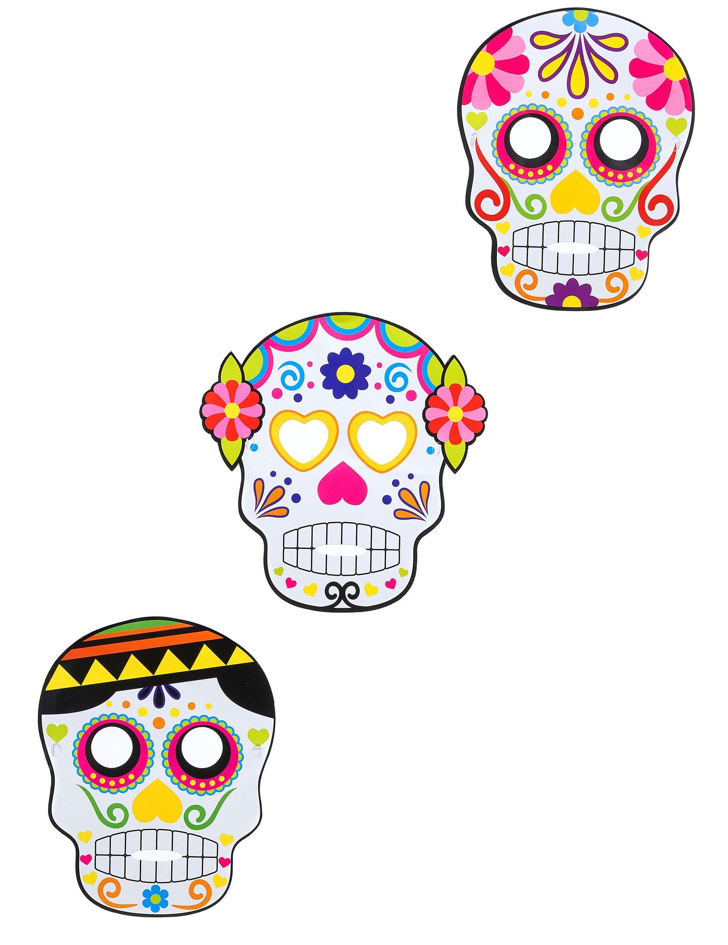 3 maske v ujemajočih se škatlah Dia de los Muertos Odrasli Halloween