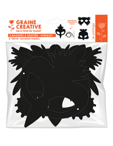3 ploščate kartonske maske za ptice, ki se jih lahko praskajo, z elastičnimi trakovi