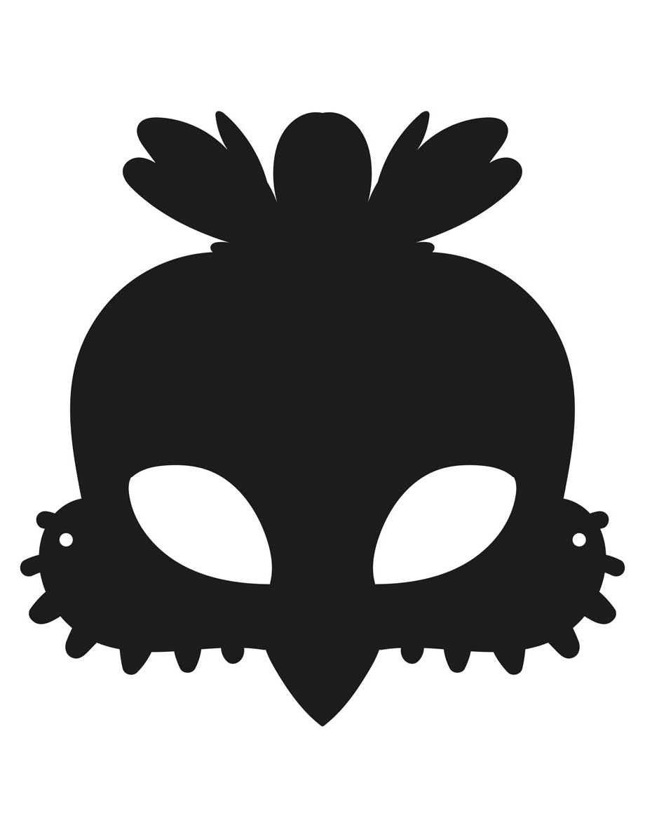 Silhouette de l'un des modèles du masque plat à gratter en carton oiseaux