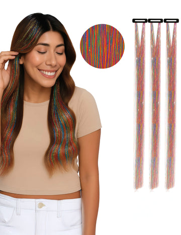 3 večbarvni sijoči prameni 50 cm