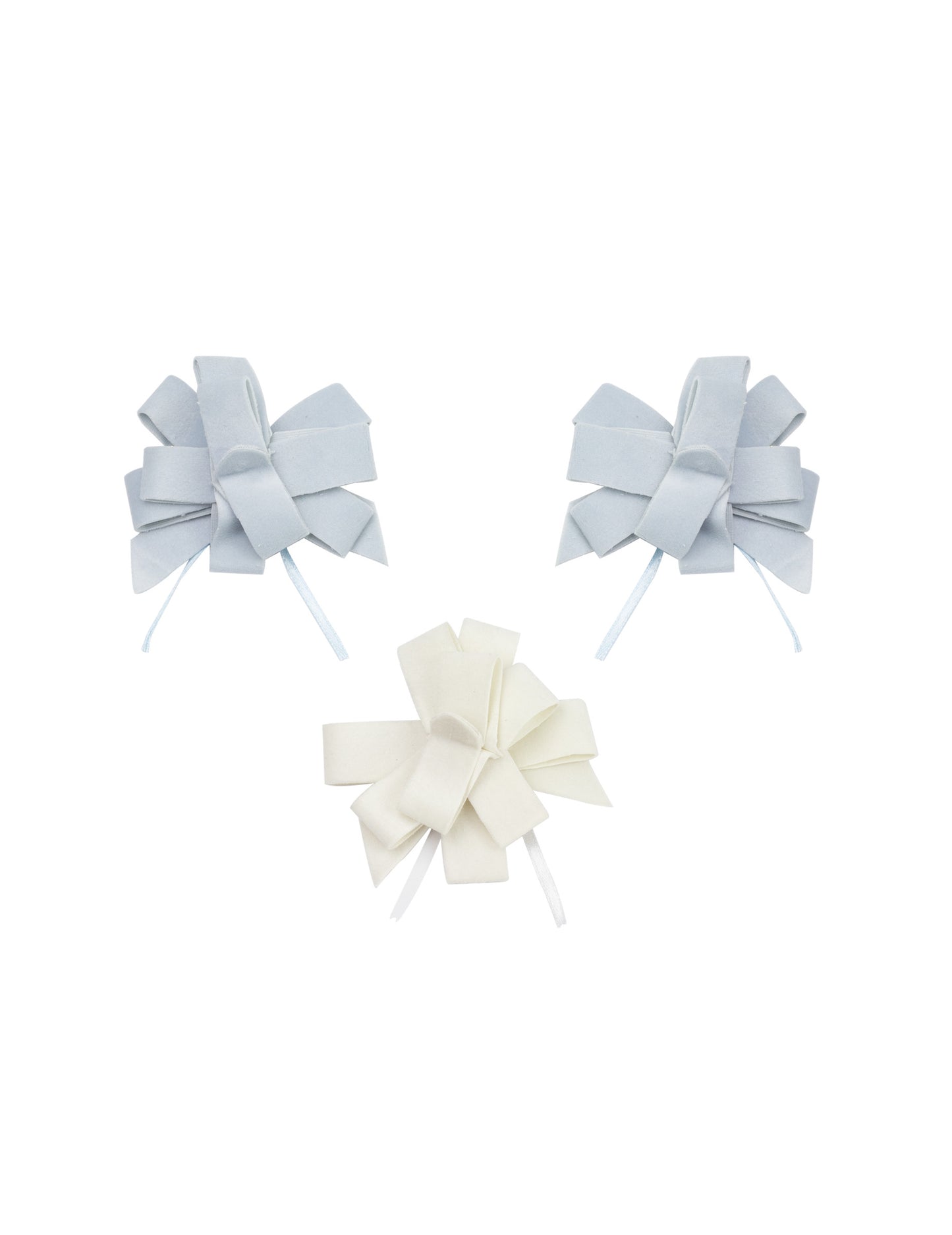 3 zategovalni vozli, nebesno moder in bel žamet, 9 cm Okraski za krst