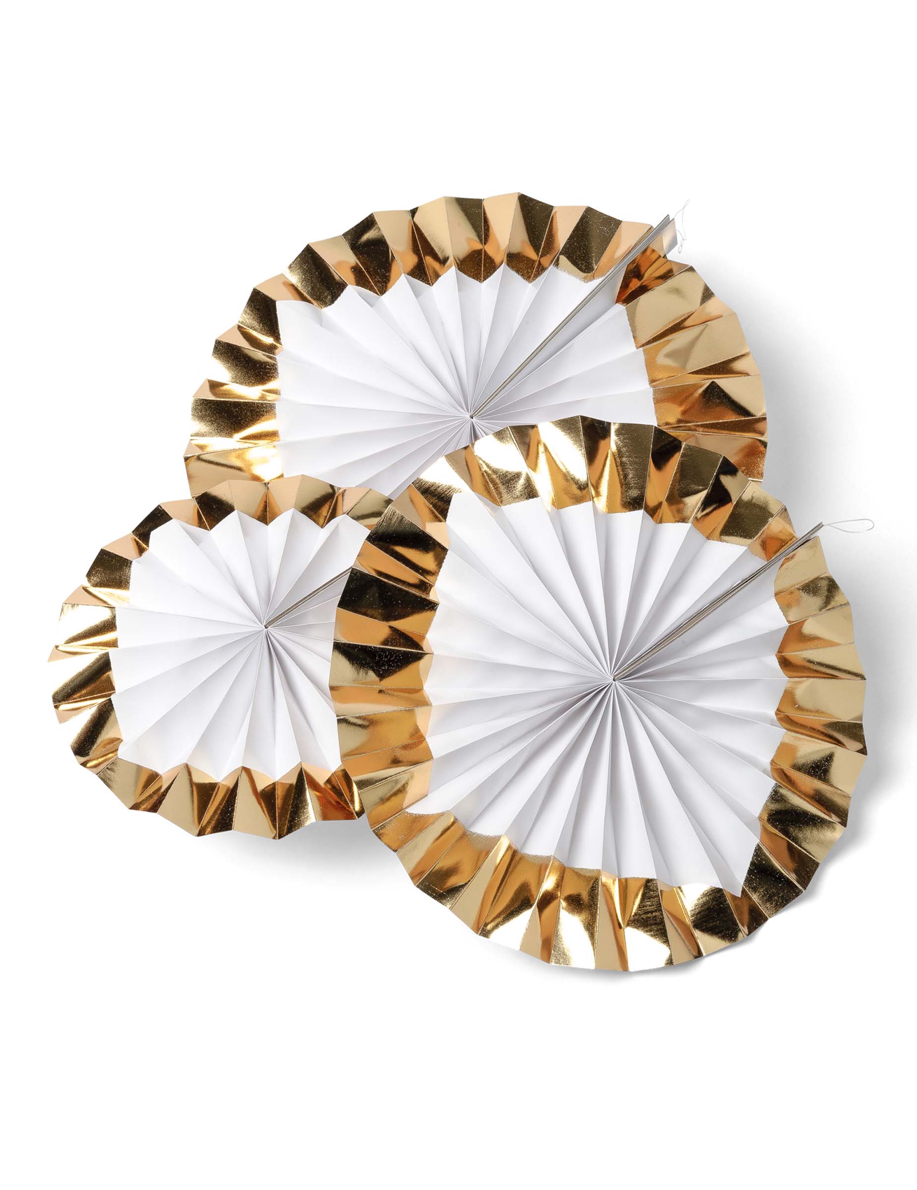 Rosaces blanches à bords dorés pour fête lot de 3 blanches et or