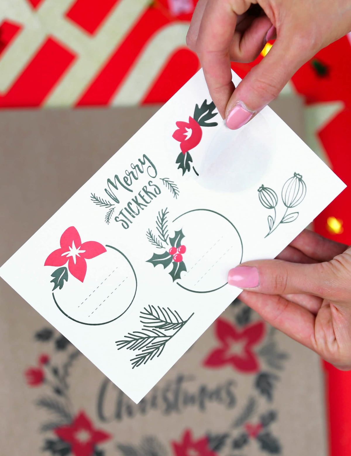 Podrobnosti o listu nalepk za darilne vrečke Merry little christmas za božič