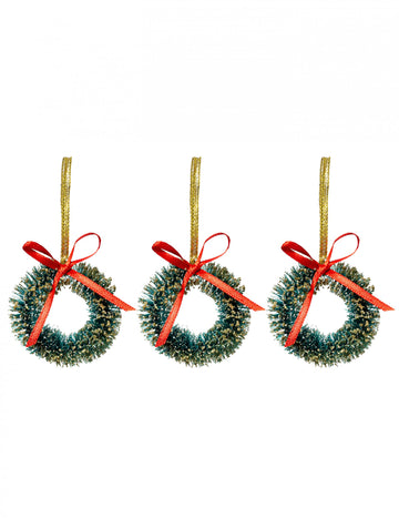 3 obeski za božično drevo 5 cm z rdečo pentljo