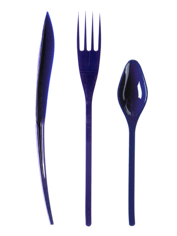 30 kosov premium modrih plastičnih jedilnega pribora 
