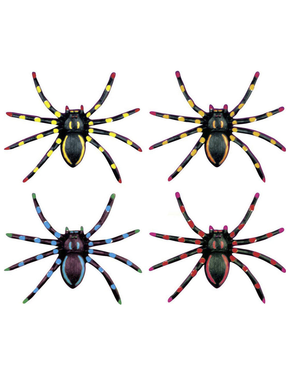 Araignées fluo Halloween pour décoration noires et multicolores