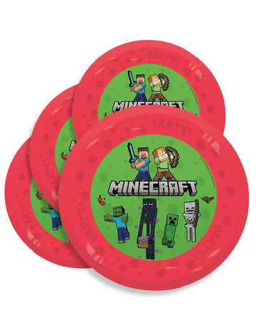 4 Assiettes réutilisables Minecraft 21 cm