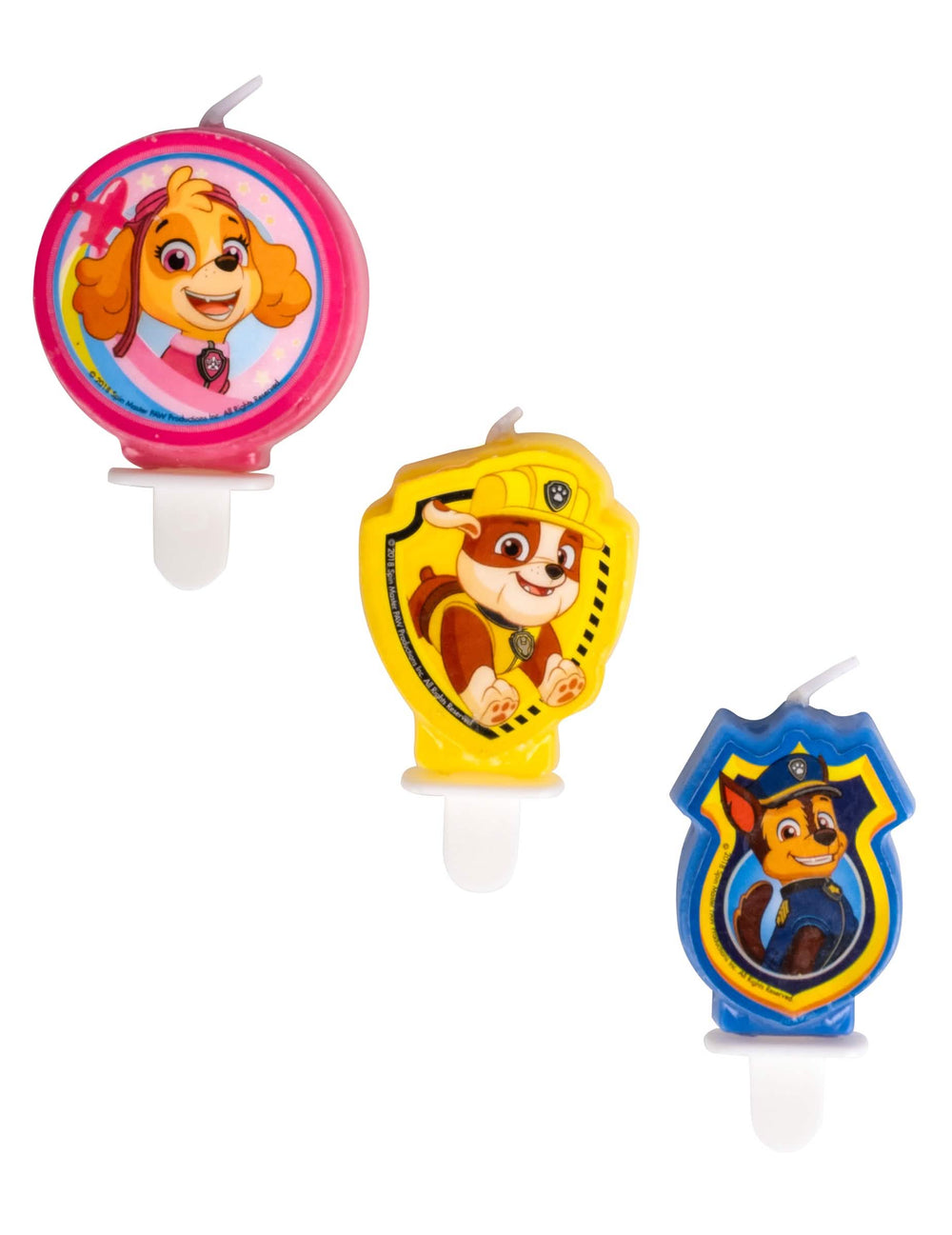 Pogled treh modelov rojstnodnevnih sveč Paw Patrol