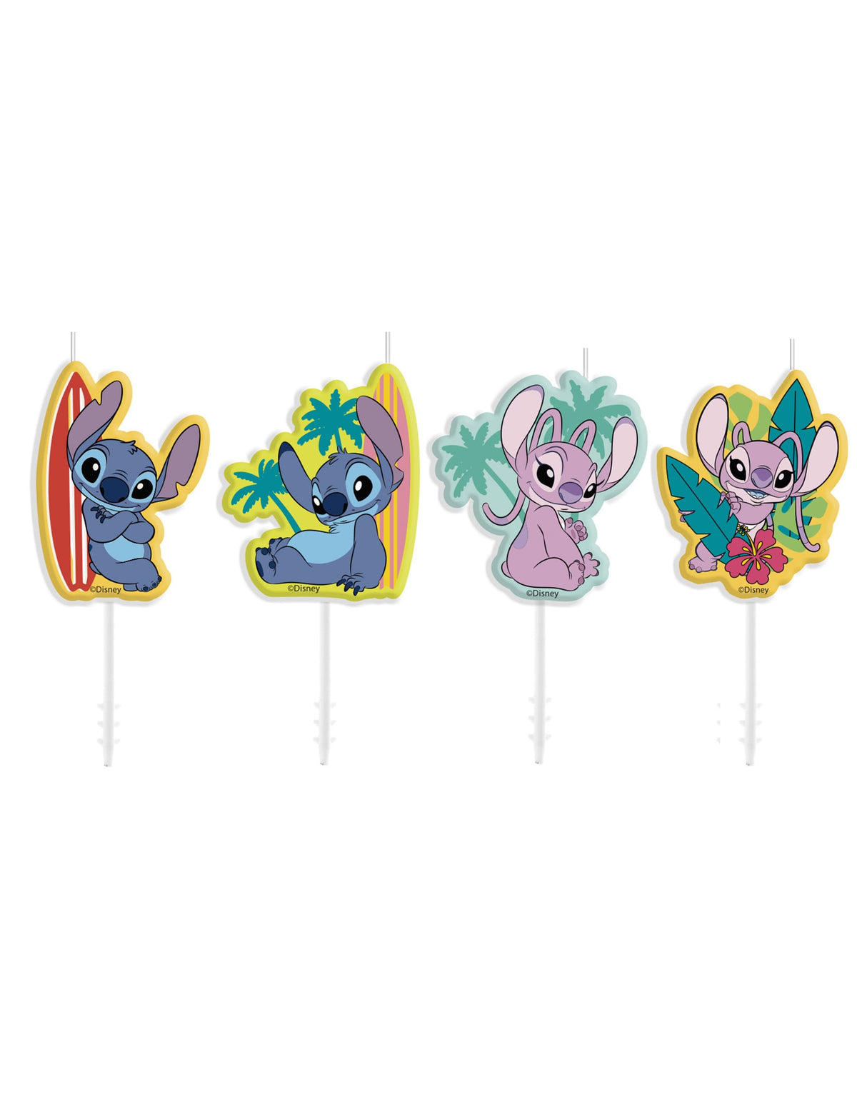 Bougies anniversaire Stitch pour enfant multicolores avec Angel