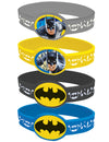 4 bracelets élastiques Batman pour enfant gris jaune noir et bleu avec motifs