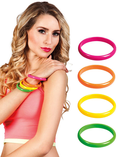4 bracelets années 80 pour femme multicolore fluo