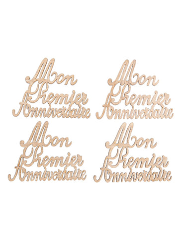 4 leseni konfeti, "Moj prvi rojstni dan", 6,5 x 5 cm dekoracija mize