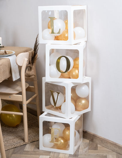 4 kocke z belimi prozornimi baloni 30 cm