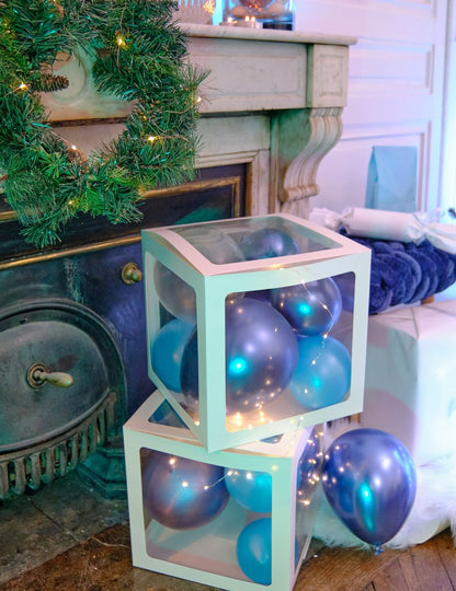 4 kocke z belimi prozornimi baloni 30 cm