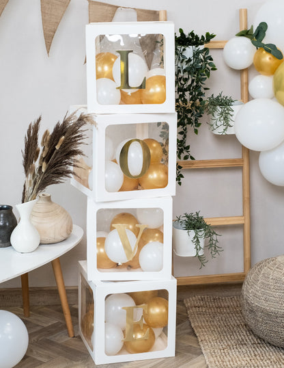 4 kocke z belimi prozornimi baloni 30 cm