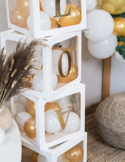 4 kocke z belimi prozornimi baloni 30 cm