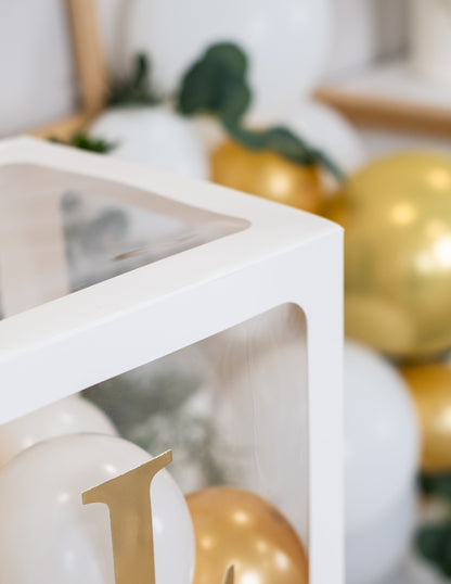 4 kocke z belimi prozornimi baloni 30 cm