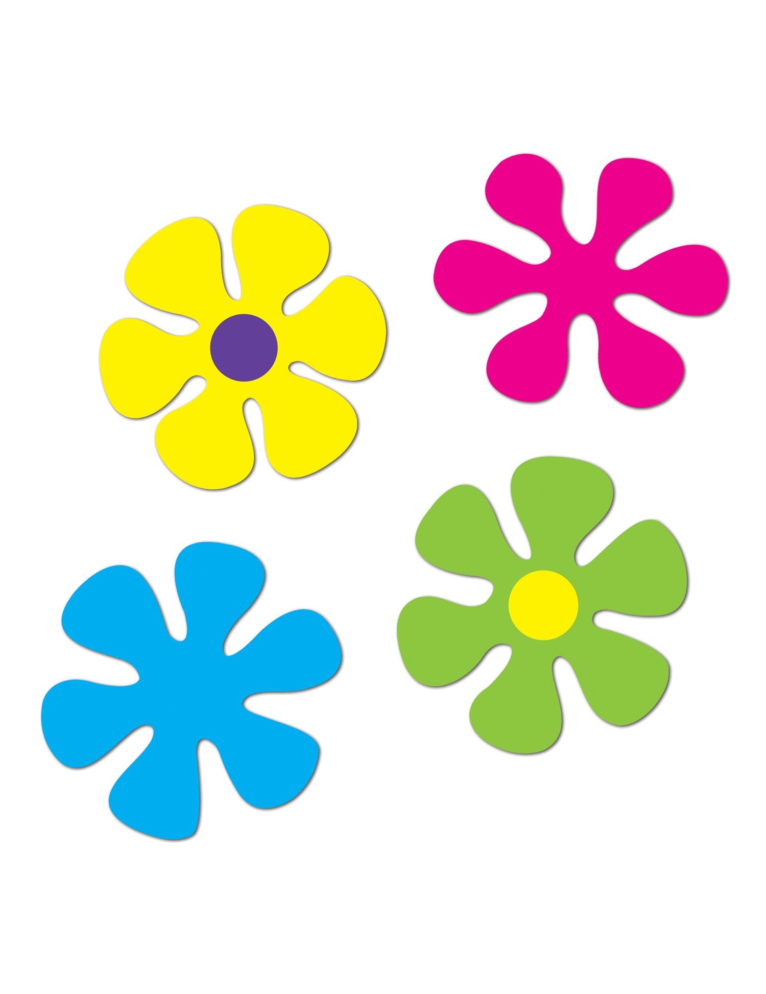 Papirnate dekoracije Retro cvetje za zabavo v več barvah, paket 4, rumena, roza, modra in zelena