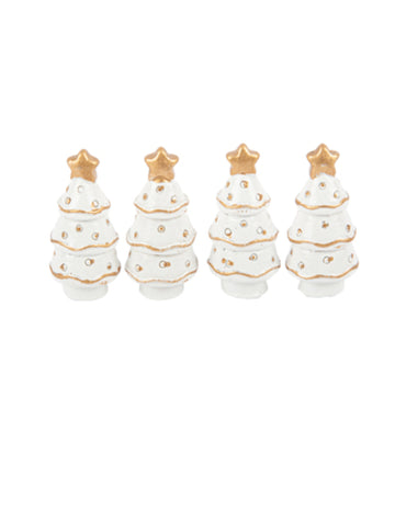 4 beli in zlati okraski za božično drevo iz smole, 3 x 3 cm miza