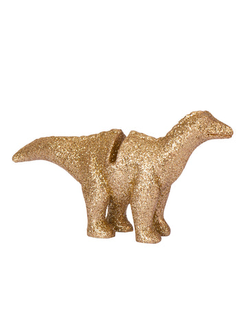 4 Marquees in Resin Dinosaur Gilded Glitter 9,5 x 5 cm