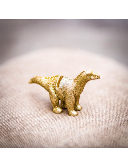 4 Marquees in Resin Dinosaur Gilded Glitter 9,5 x 5 cm