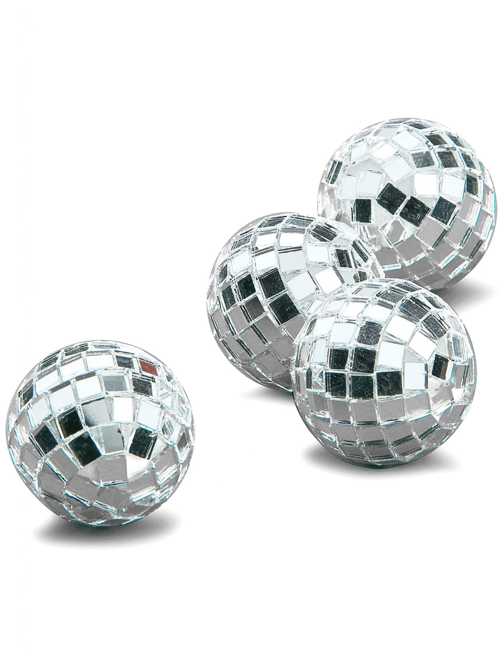 Mini boules à facettes disco pour décoration argentées lot de 4