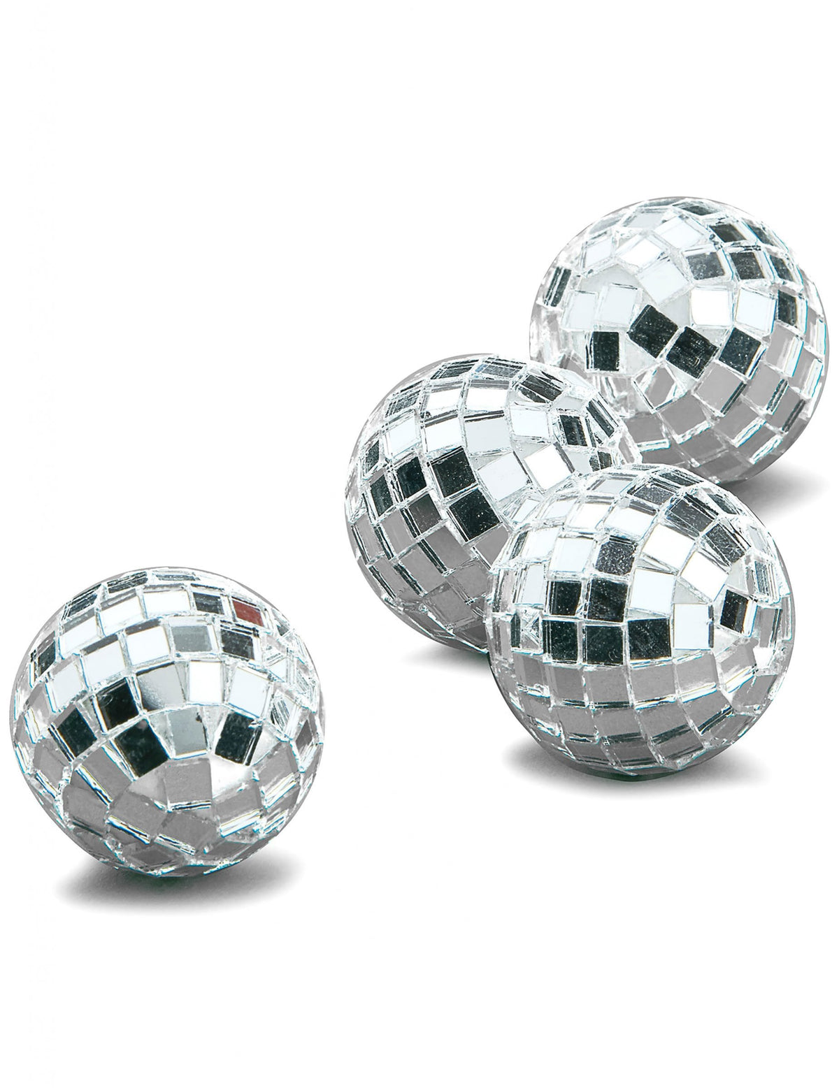 Mini boules à facettes disco pour décoration argentées lot de 4