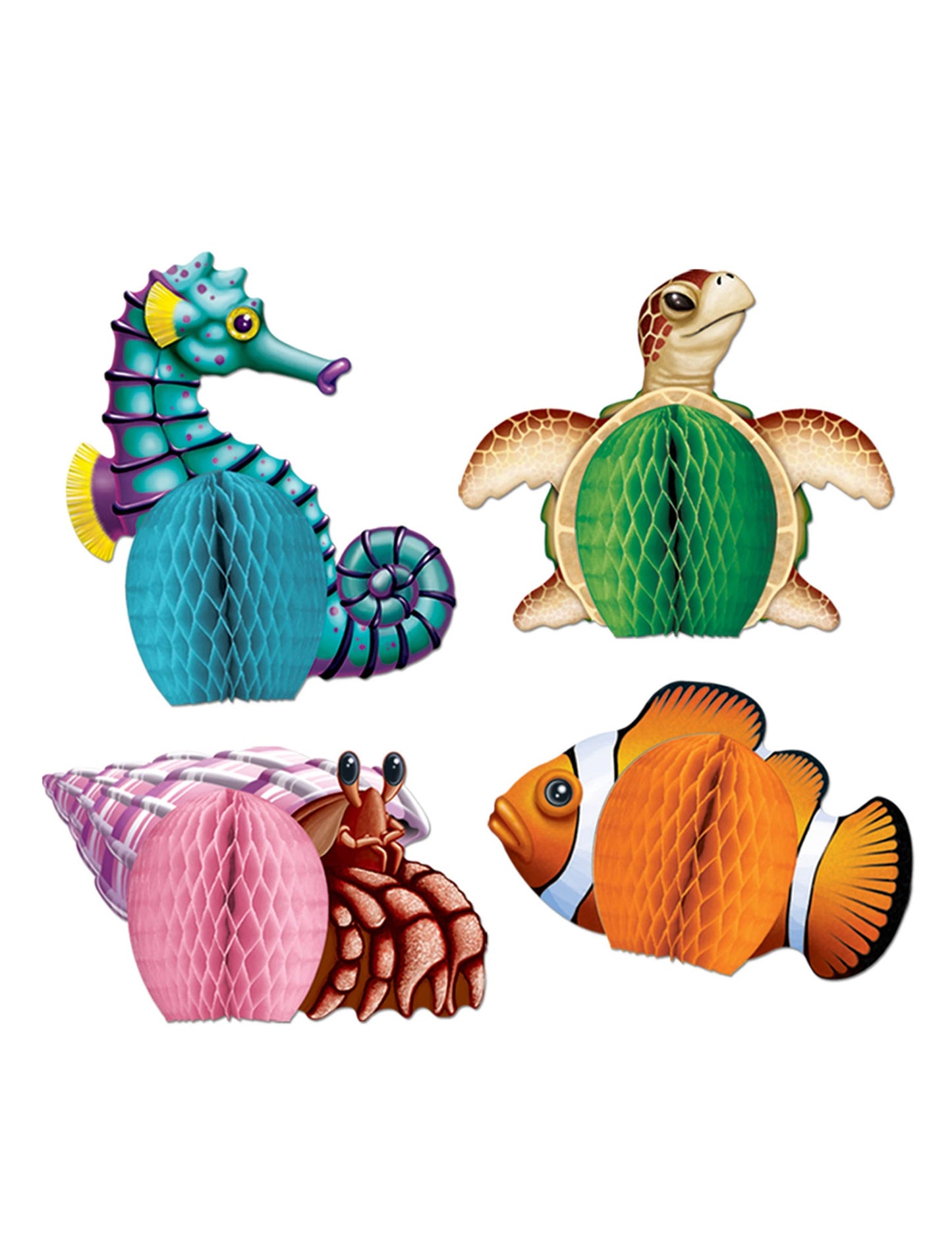 4 mini papirnati okraski za sredino z morskimi bitji 14 cm morske živali