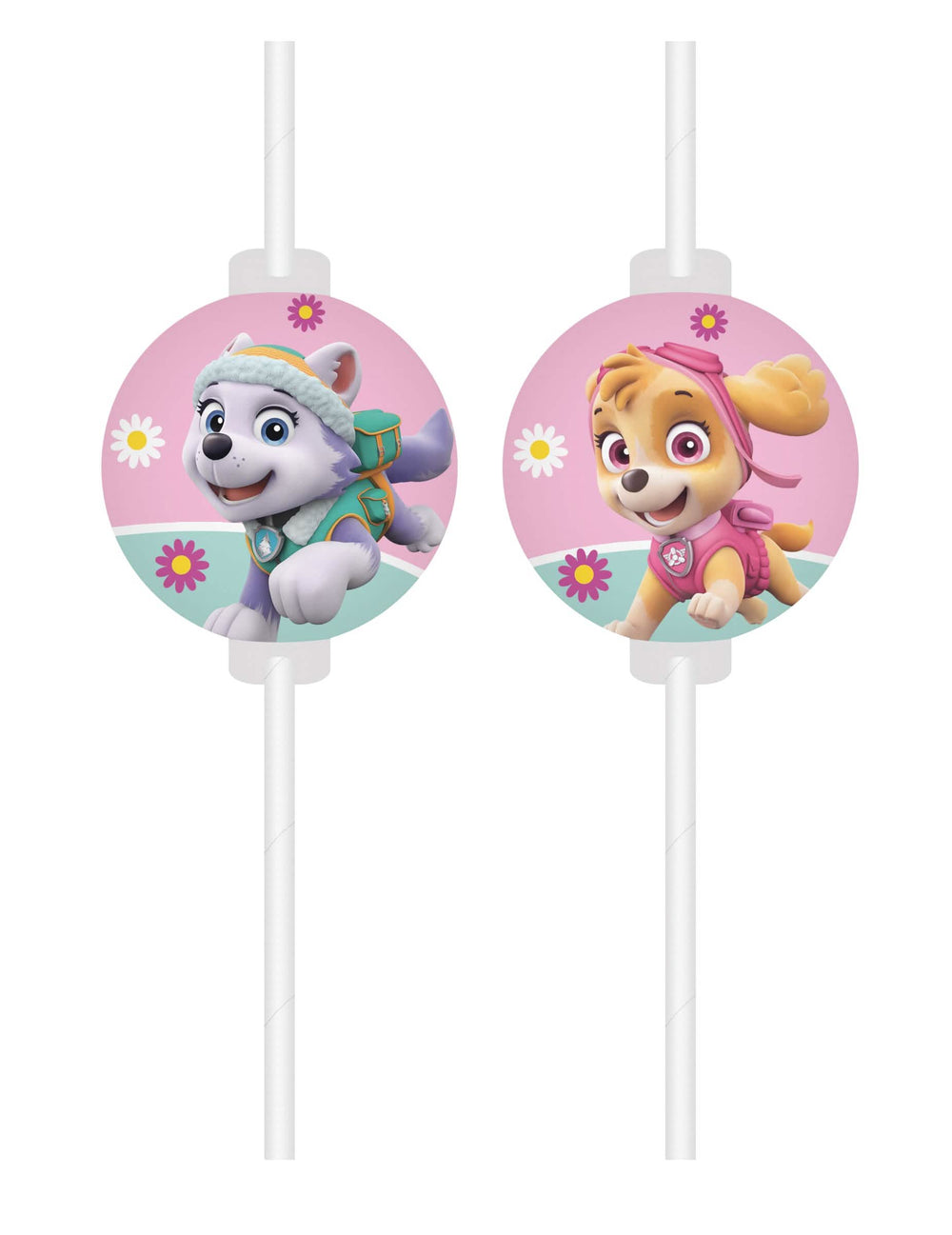 Slamice z medaljonom Paw Patrol Stella in Everest za otroka, roza in bele